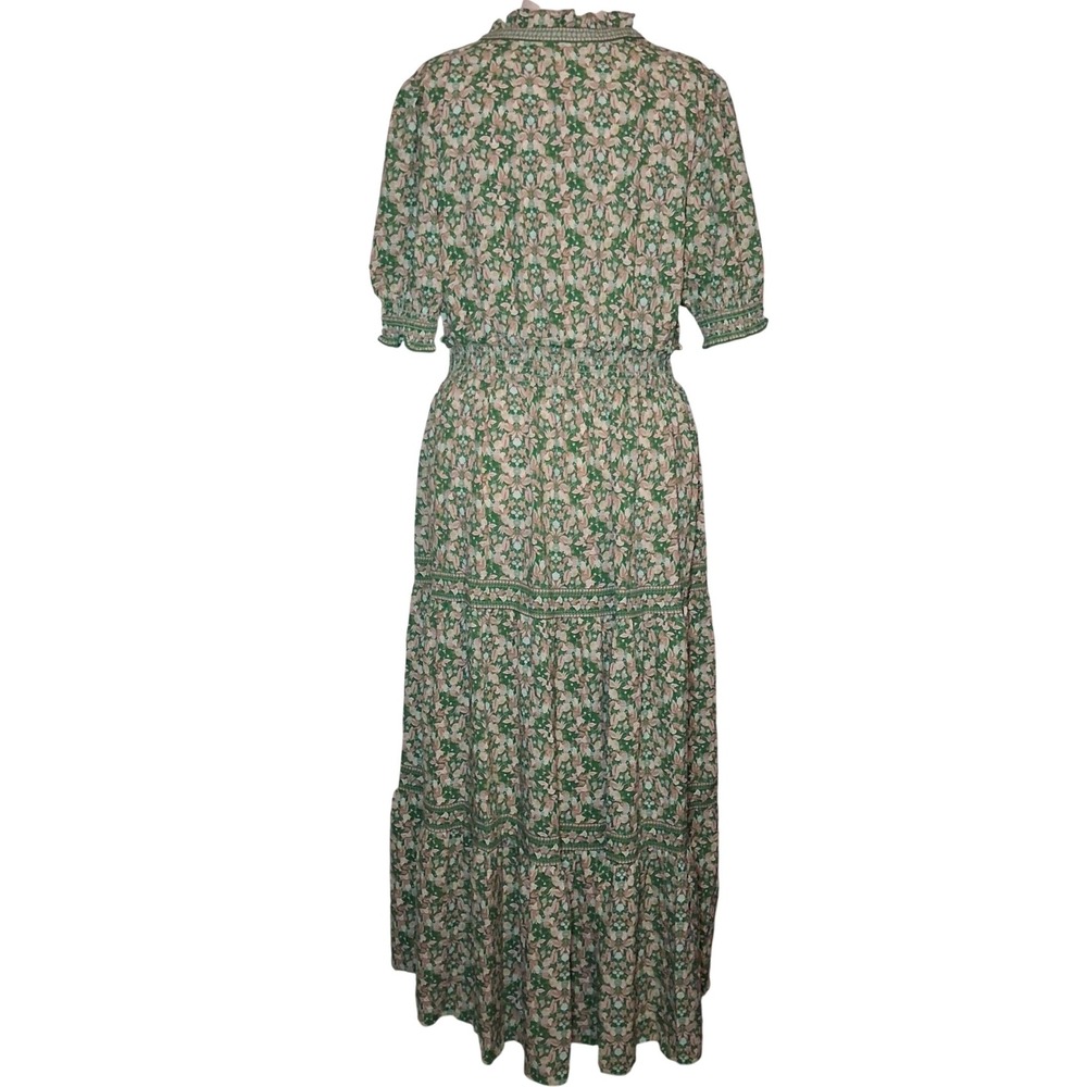 NWT Max Studio London Green Floral Smocked Tiered Maxi Dress 1X Boho Feminine - Picture 5 of 15